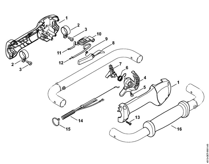 STIHL 4313-180-1103 Gaszug positie 14 technische tekening