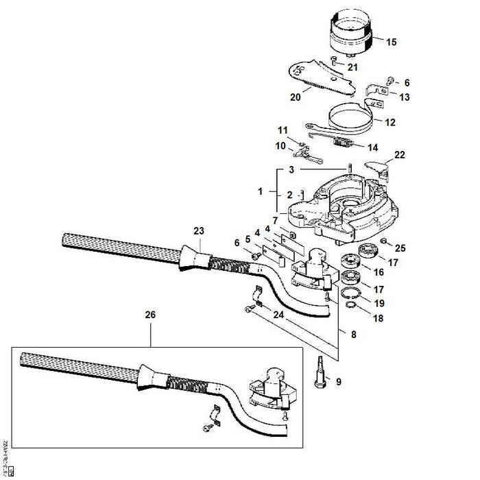 STIHL 4313-160-4800 Auslösehebel positie 23 technische tekening