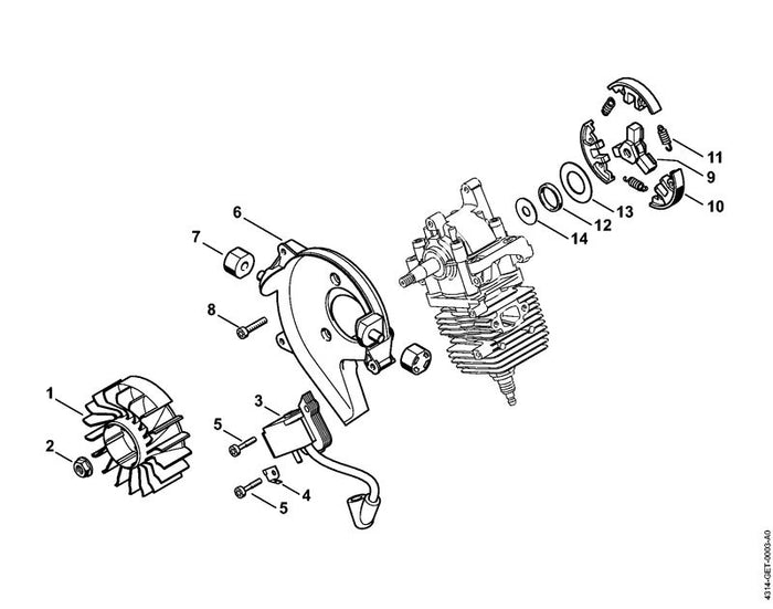 STIHL 4314-160-2000 Kupplung positie 9 technische tekening
