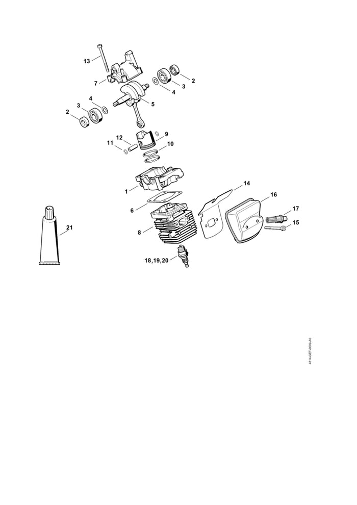 STIHL 4314-140-6900 Stutzen mit Gitter positie 17 technische tekening