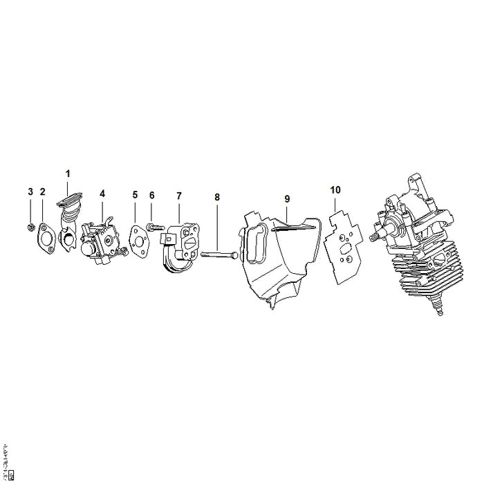 STIHL 4314-141-2200 Krümmer positie 1 technische tekening