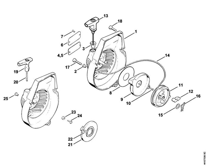 STIHL 1117-190-1011 Seilrolle positie 11 technische tekening