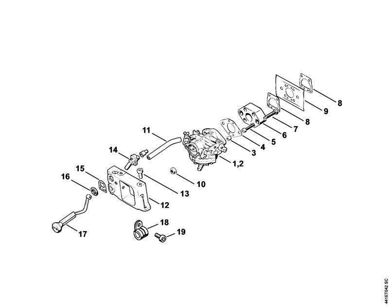STIHL 4201-121-6600 Chokehebel positie 17 technische tekening