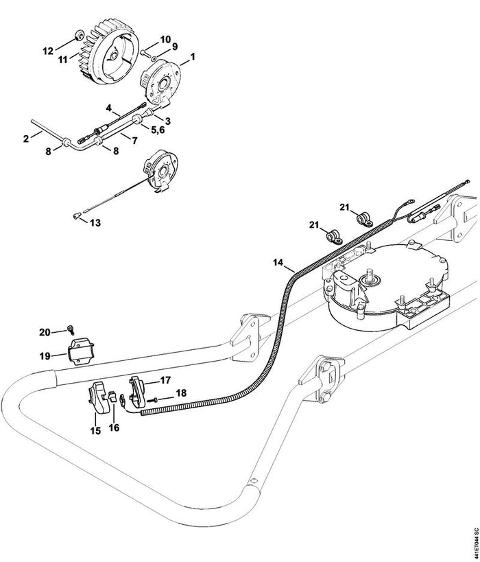 STIHL 1108-400-1205 Schwungrad positie 11 technische tekening