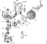 STIHL 4237-020-1201 Zylinder mit Kolben Ø 34 mm positie 9 technische tekening