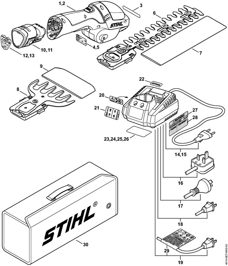 STIHL 4515-400-6500 Akkumulator positie 10 technische tekening