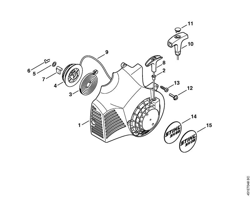 STIHL 4229-967-1503 Typenschild SH 85 positie 15 technische tekening
