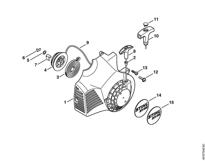 STIHL 4229-967-1503 Typenschild SH 85 positie 15 technische tekening