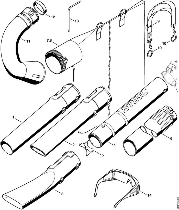 STIHL 4229-700-6900 Krümmer positie 11 technische tekening
