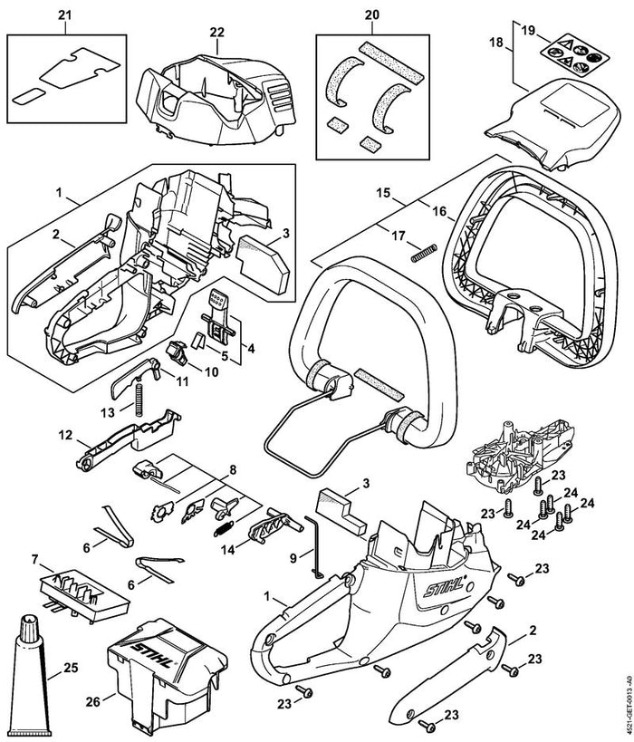 STIHL 4521-430-1401 Elektronikmodul positie 7 technische tekening