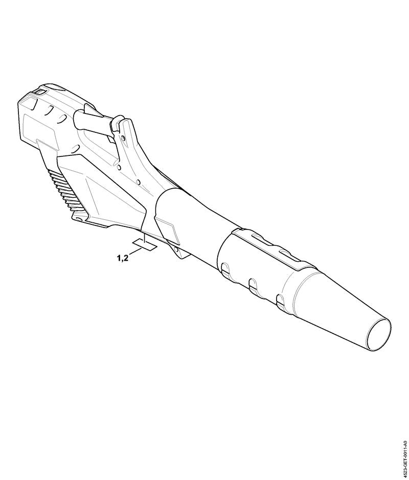 STIHL 0000-967-3447 Hinweisschild Maschinennummer positie 2 technische tekening