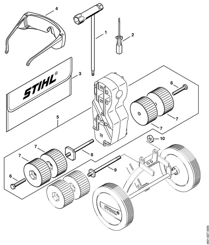 STIHL 9008-346-1950 Sechskantschraube DIN933-M8x50-10.9 positie 6 technische tekening