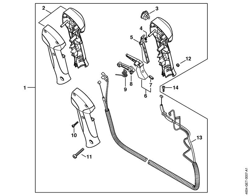 STIHL 4144-790-0300 Handgriff positie 2 technische tekening