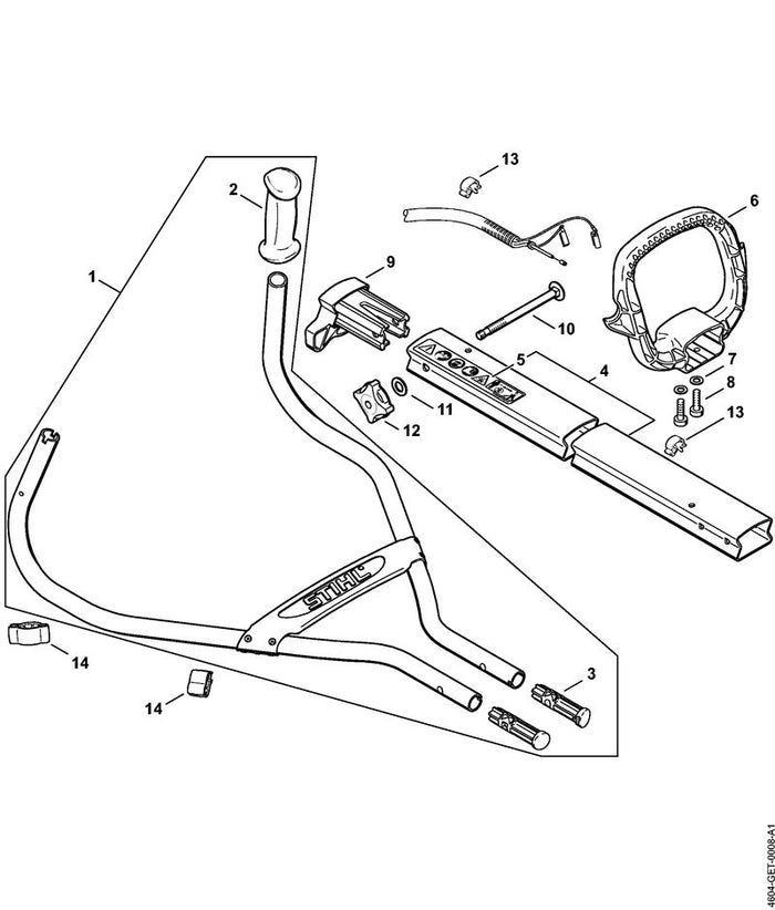 STIHL 4149-182-2100 Halter positie 14 technische tekening