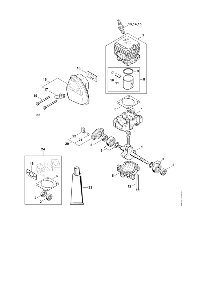 STIHL 4144-020-2050 Kugellager positie -1 technische tekening