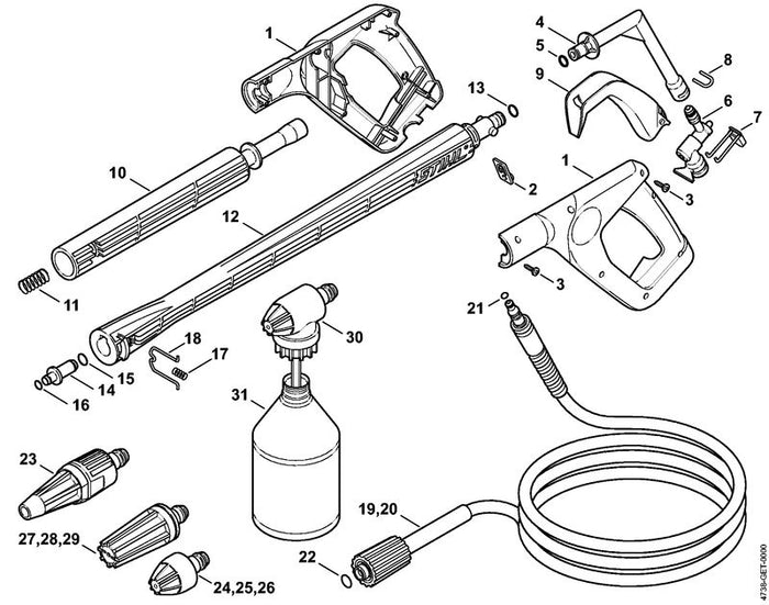 STIHL 9645-948-7500 RDR A 9,25x1,78-NBR70 positie 5 technische tekening