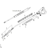 STIHL 4925-500-8403 Strahlrohr abgewinkelt mit Düsenkopf, 890 mm positie 1 technische tekening