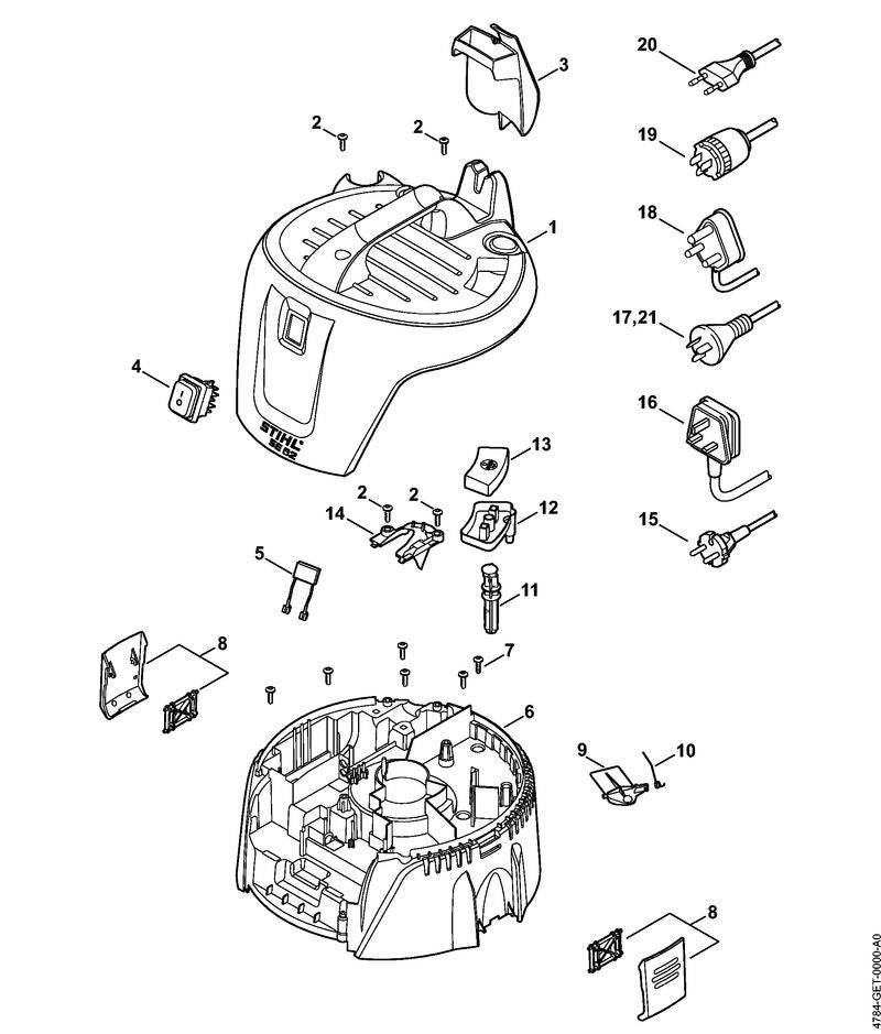 STIHL 4784-791-9900 Stange positie 11 technische tekening