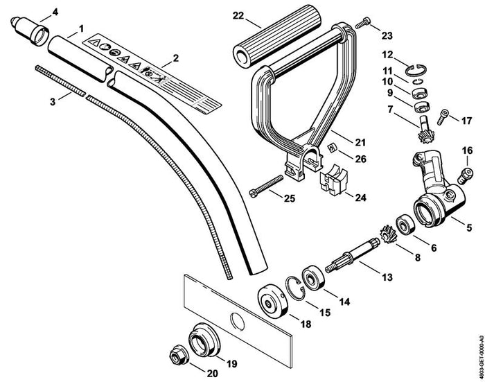 STIHL 4133-642-0600 Abtriebswelle positie 13 technische tekening