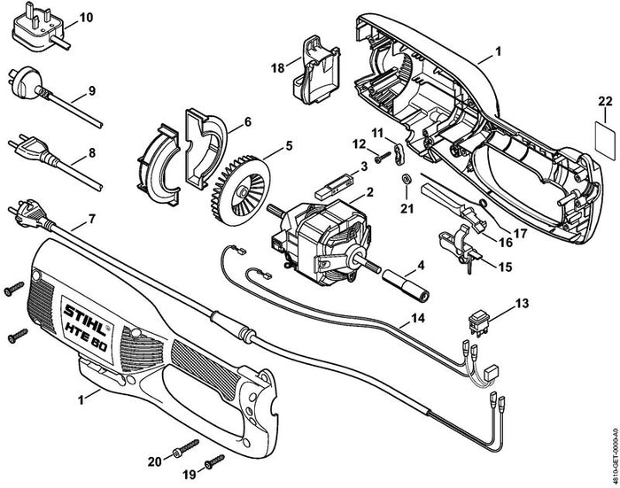 STIHL 6440-600-0220 Elektromotor 230/240 V/50 Hz positie 2 technische tekening