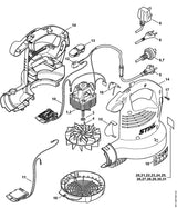 STIHL 4811-600-0203 Elektromotor 230 V/50 Hz positie 1 technische tekening