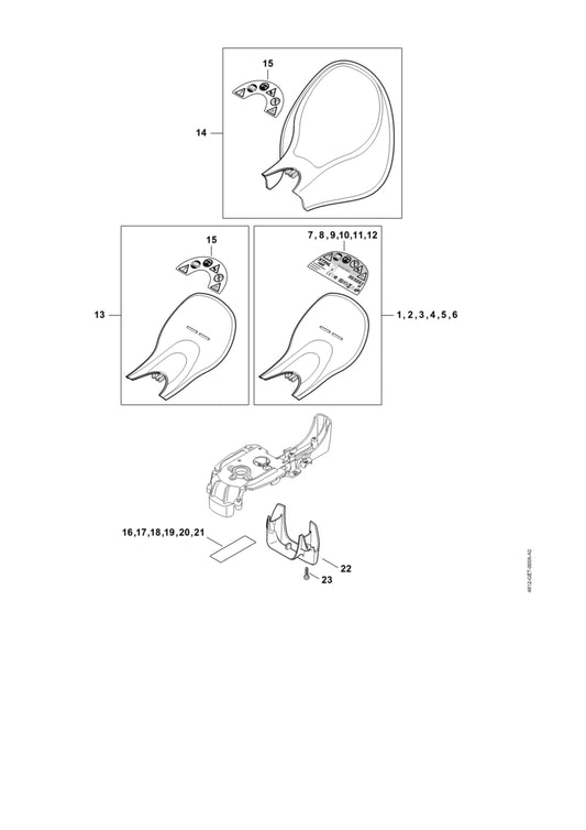 STIHL 0000-967-7206 Warnhinweis Piktogramm HSE positie 15 technische tekening