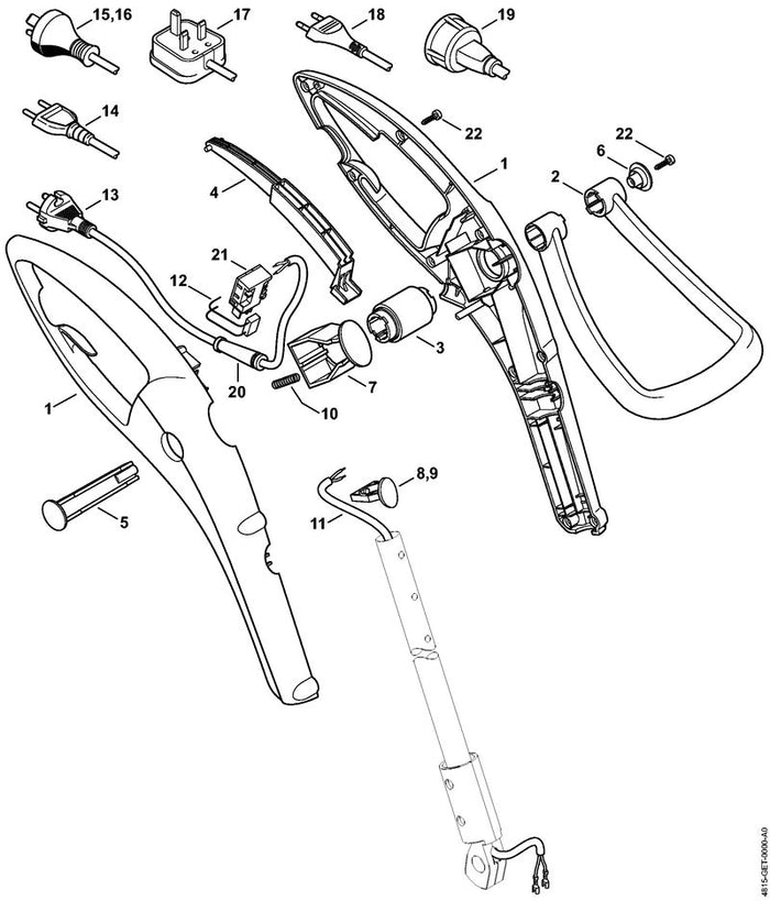 STIHL 6421-792-3500 Rastknopf positie 7 technische tekening