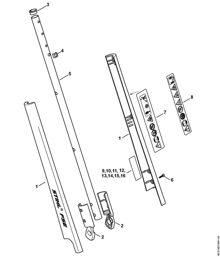 STIHL 0000-967-7207 Warnhinweis Piktogramm FSE positie 7 technische tekening