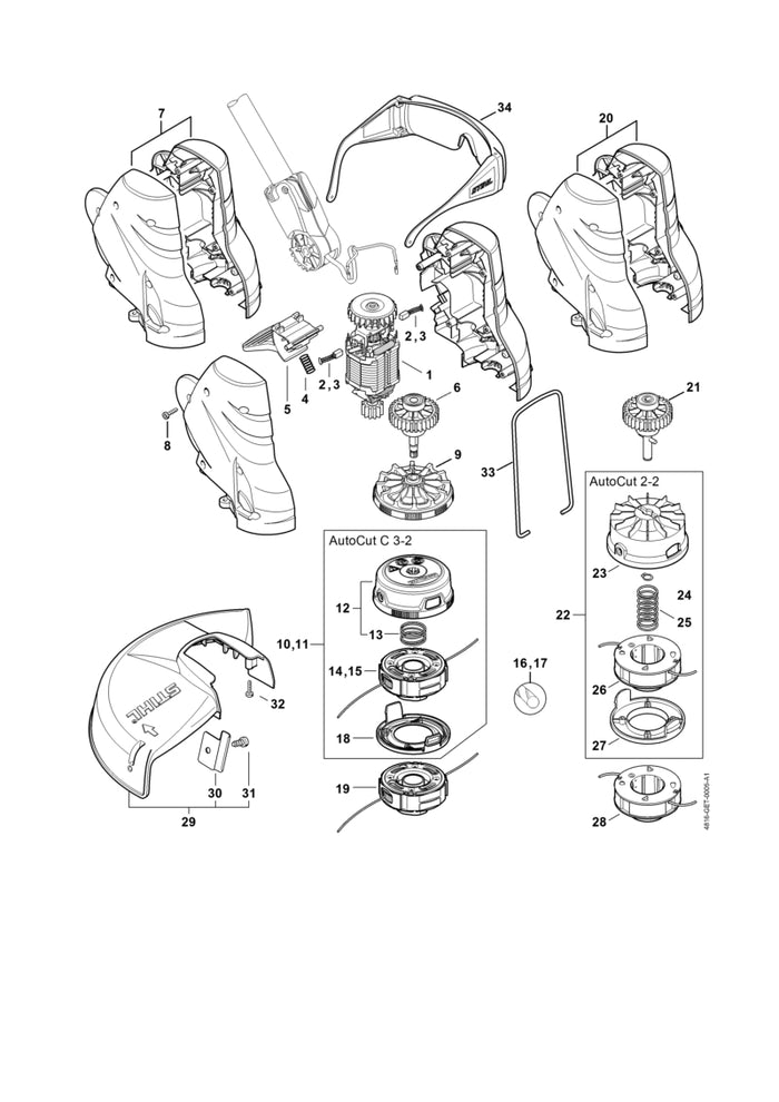 STIHL 4008-710-3600 Spulengehäuse positie 23 technische tekening