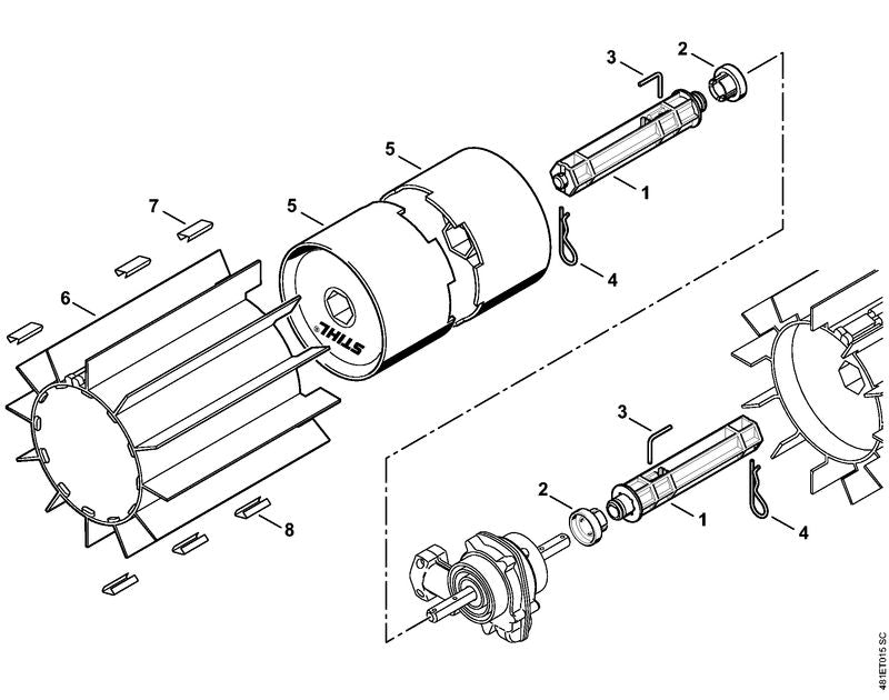 STIHL 4602-730-0600 Kehrwalze positie -1 technische tekening