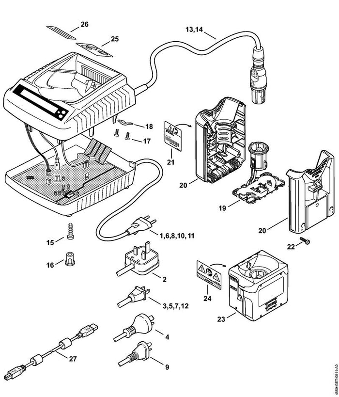 STIHL 0000-967-7270 Warnhinweis Piktogramm positie 25 technische tekening