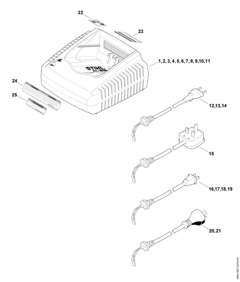 STIHL 4850-440-2034 Anschlussleitung positie 12 technische tekening