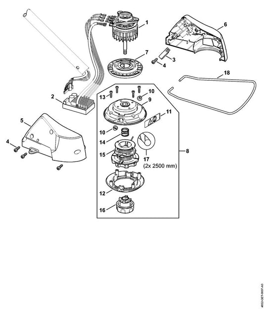 STIHL 4852-600-0200 Elektromotor positie 1 technische tekening