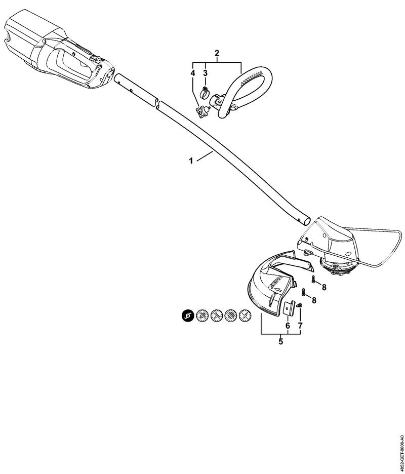 STIHL 4852-710-7100 Schaft Ø 25,4 MM positie 1 technische tekening