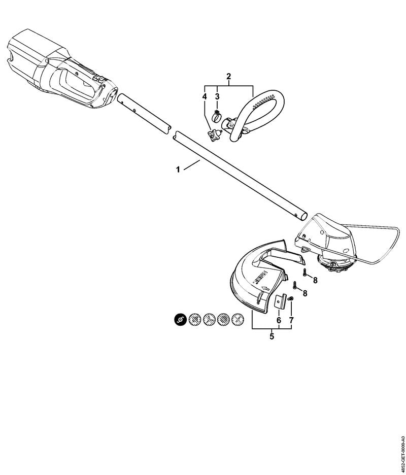 STIHL 4852-710-7101 Schaft Ø 25,4 mm positie 1 technische tekening