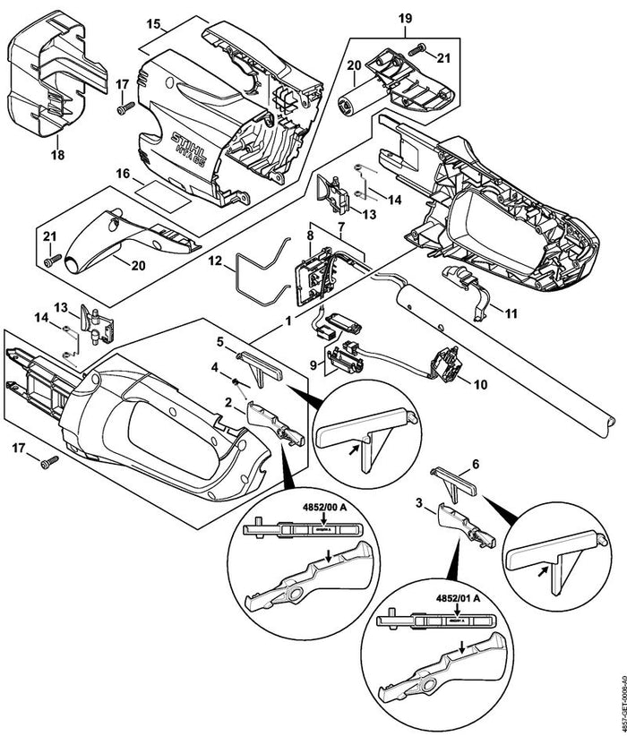 STIHL 0000-998-0406 Schenkelfeder positie 4 technische tekening