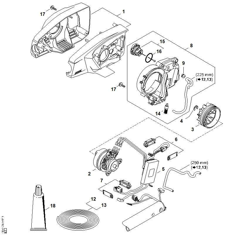 STIHL 4857-440-1500 Steckergehäuse positie 7 technische tekening