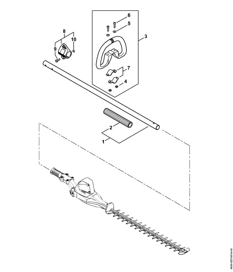 STIHL 4859-710-7102 Schaft Ø 25,4 mm positie 1 technische tekening