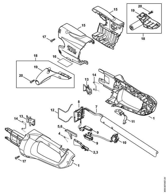 STIHL 4859-440-3021 Kabelbaum positie 7 technische tekening