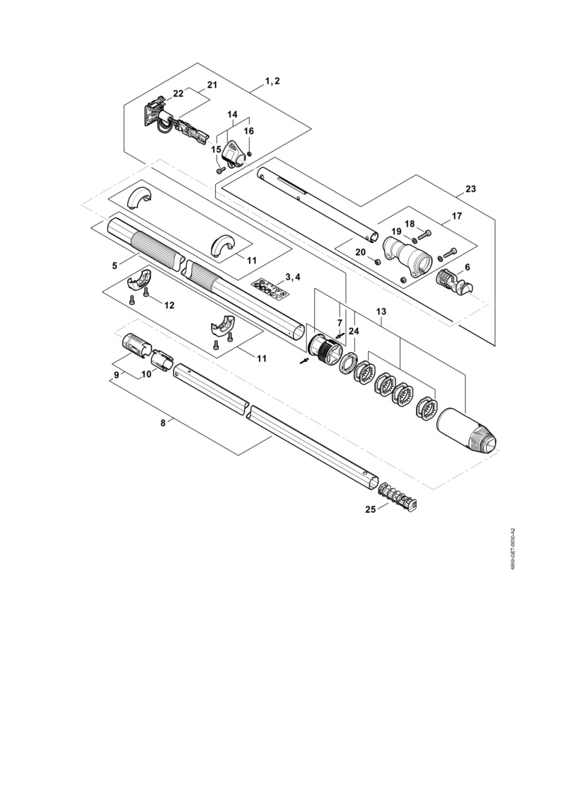 STIHL 4859-710-7112 Schaft positie 8 technische tekening