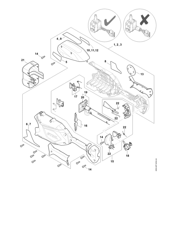STIHL 4859-790-1050 Griffgehäuse positie 1 technische tekening