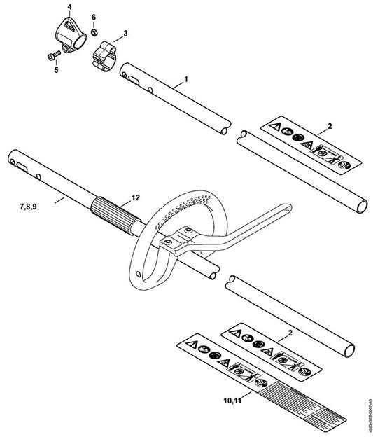 STIHL 0000-967-7340 Warnhinweis Piktogramm FSA CA positie 11 technische tekening