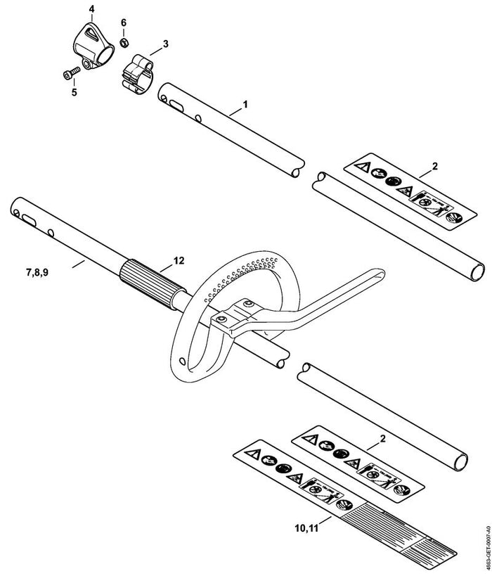 STIHL 0000-967-7340 Warnhinweis Piktogramm FSA CA positie 11 technische tekening