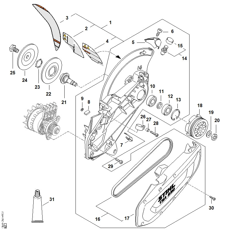 STIHL 4864-764-8504 Riemenscheibe DIN7867 5PJ Ø61,7 positie 18 technische tekening