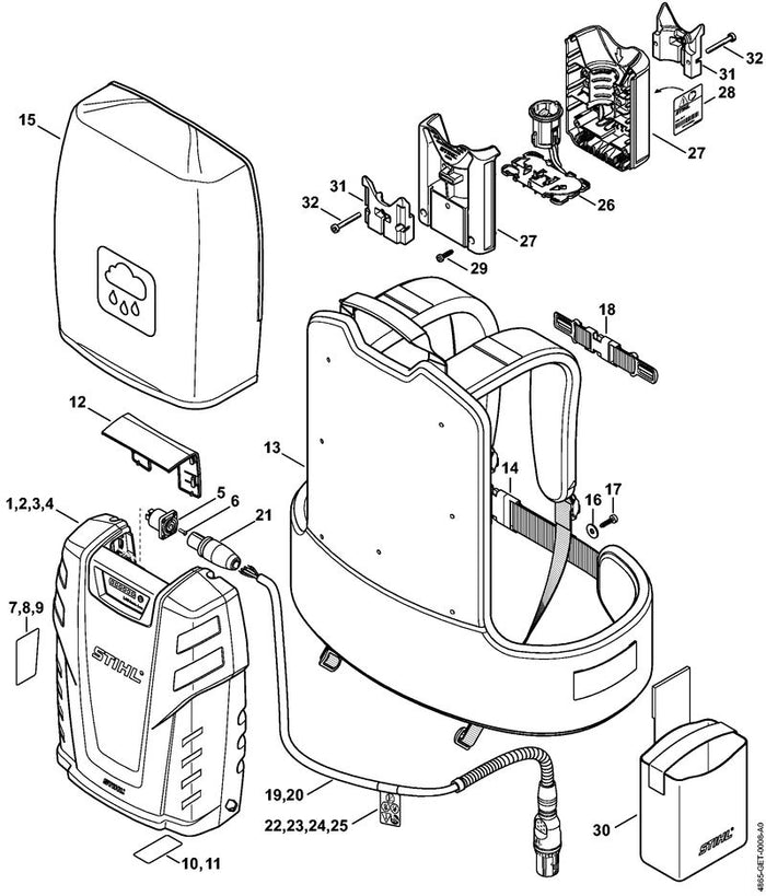 STIHL 0000-967-7348 Warnhinweis Piktogramm positie 24 technische tekening