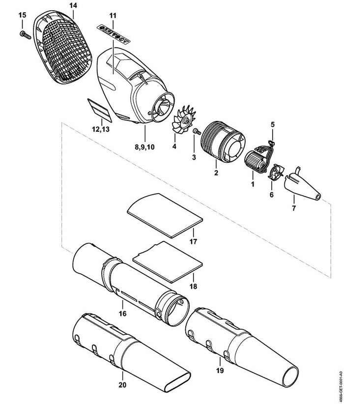 STIHL 0000-967-7334 Warnhinweis Piktogramm BGA positie 11 technische tekening