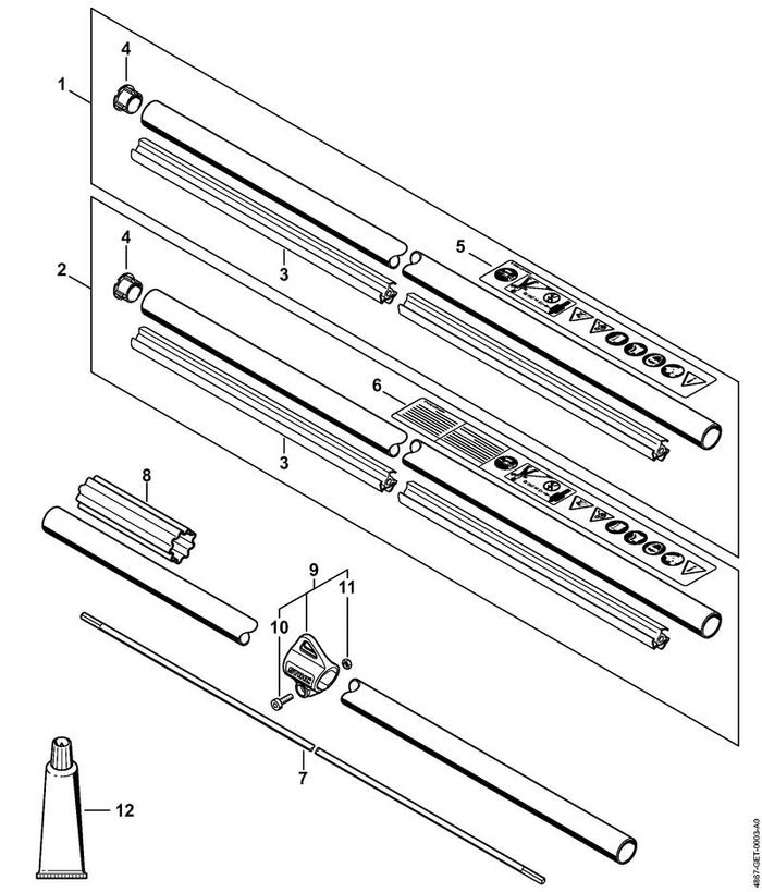 STIHL 0000-967-7509 Warnhinweispiktogramm FSA positie 5 technische tekening