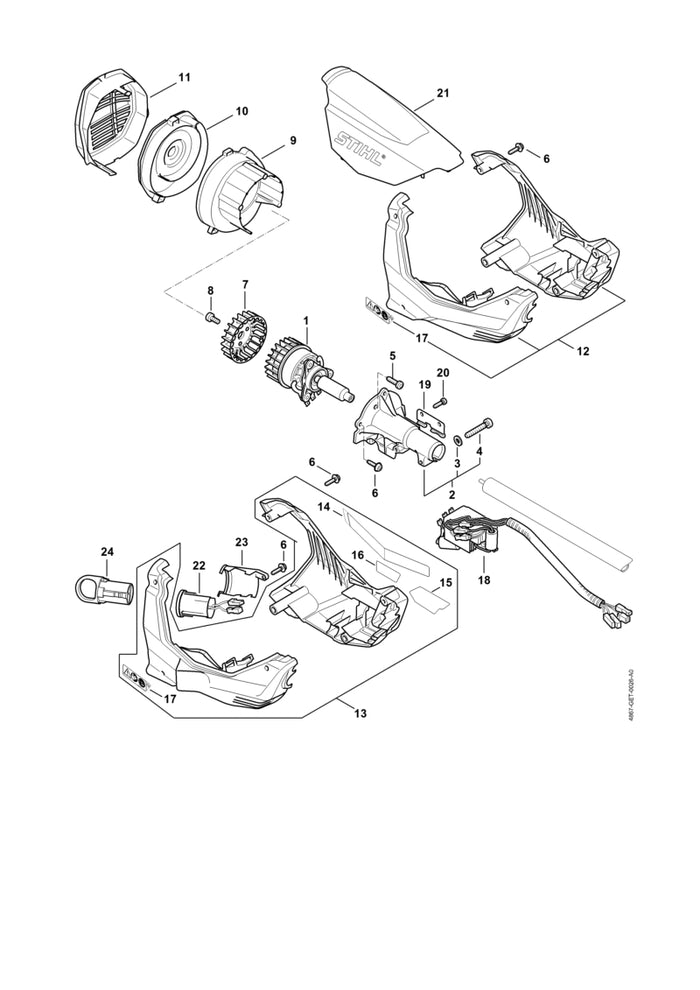 STIHL 0000-967-7526 Warnhinweis positie 17 technische tekening
