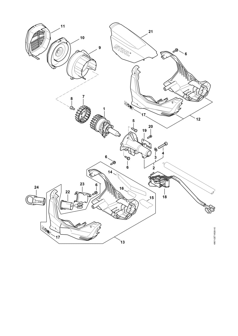 STIHL 4867-600-0801 Motorgehäuse positie 12 technische tekening