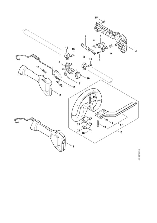 STIHL 4134-182-4500 Schenkelfeder positie 7 technische tekening